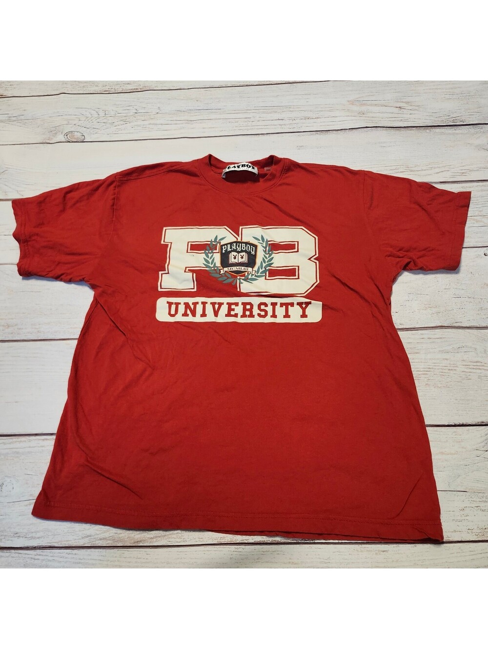 Playboy University Red Cotton T-Shirt Large